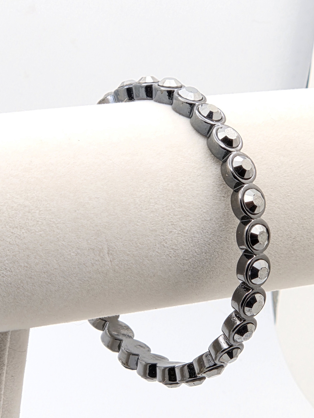 R.J. Graziano Gunmetal Hematite Tone Rhinestone Bangle Bracelet